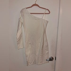Zara one shoulder white cocktail dress